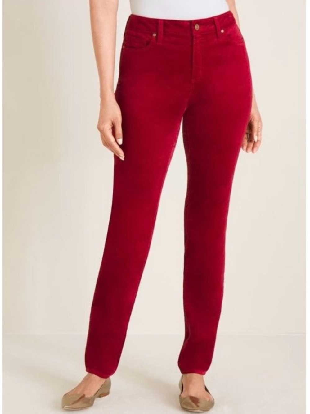 Chico's Red Velvet Fly Front Jeggings Size 000R